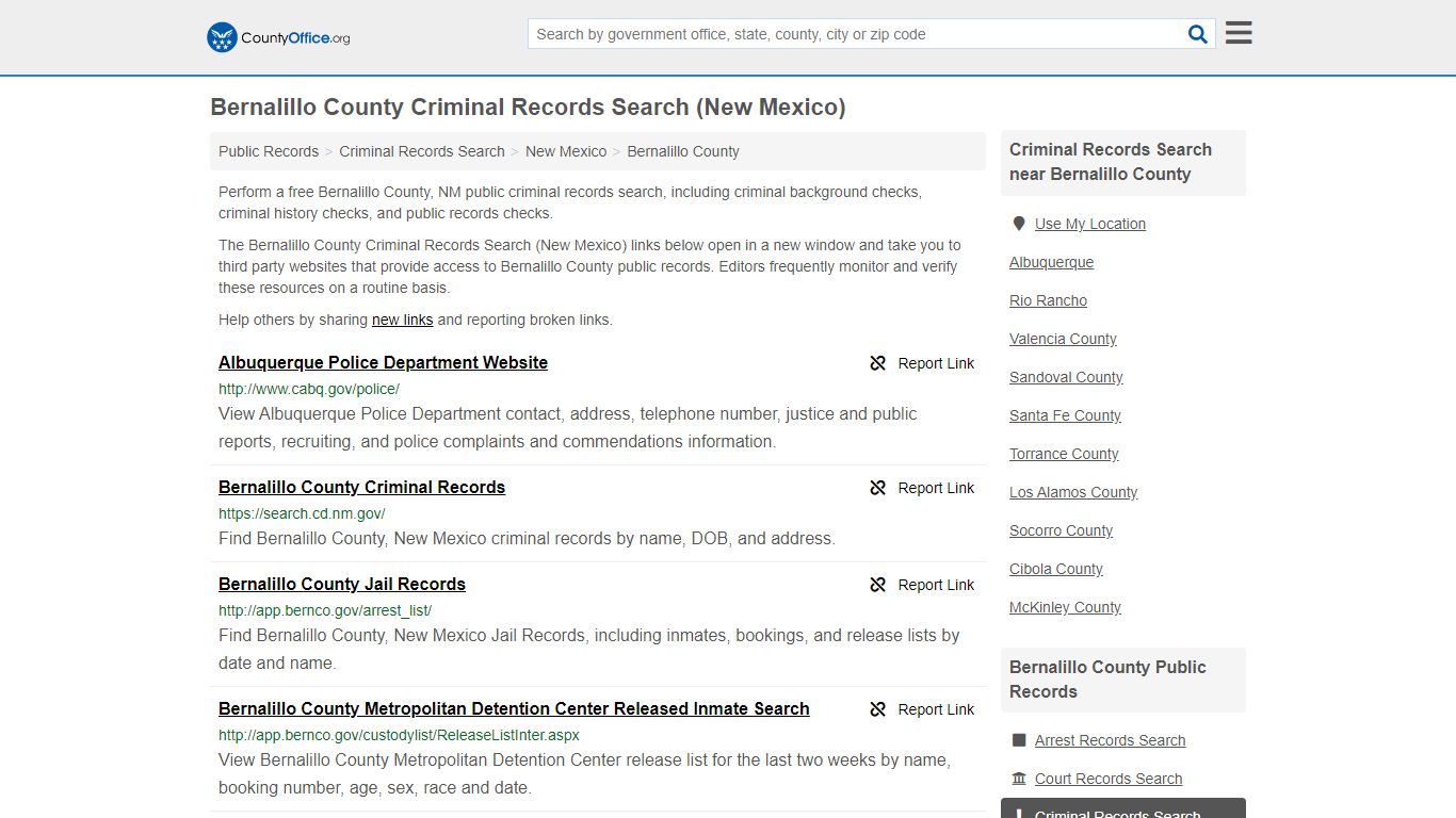 Criminal Records Search - Bernalillo County, NM (Arrests ...